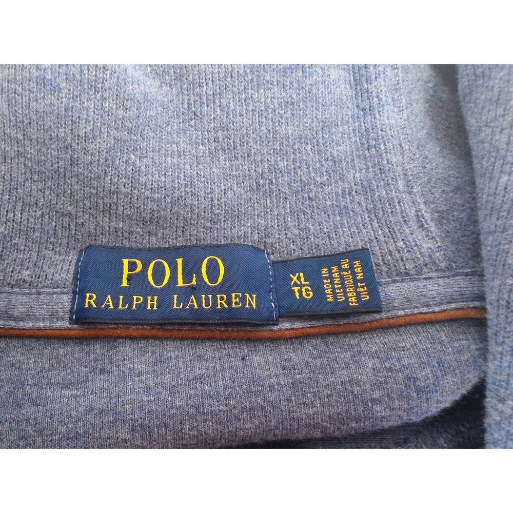 Polo Ralph Lauren Mens Shawl Collar Button Sweater Blue Heather Cotton XL
